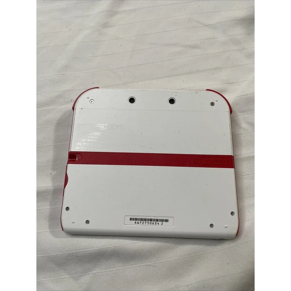 Nintendo 2DS Console White & Scarlet Red Charger Included Tested Excellent !!